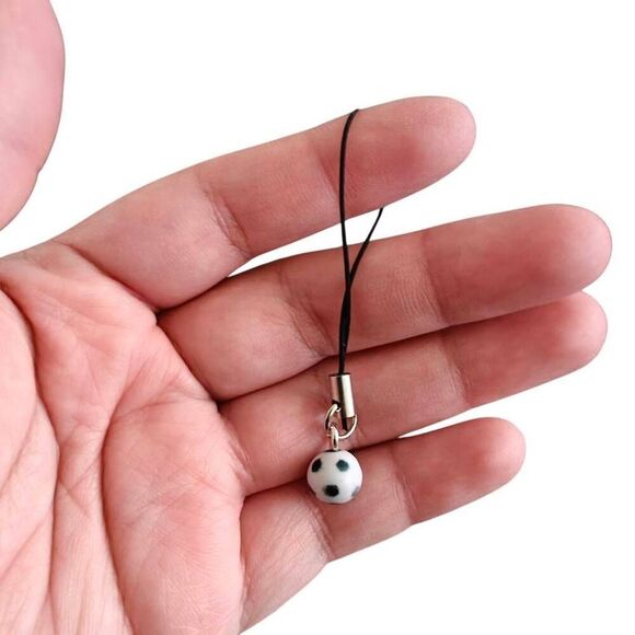 Mini Upcycled Soccer Ball Keychain Phone Charm - Picture 1 of 2